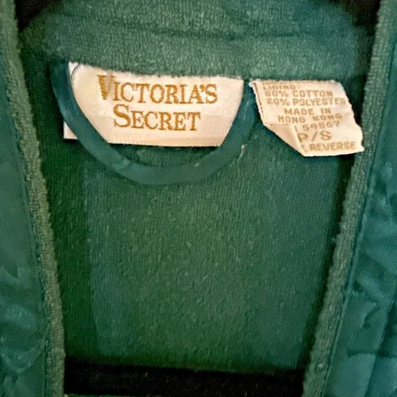 Vintage Victoria's Secret Gold Label Satin Robe Green Women's Small Tie - Picture 2 of 14